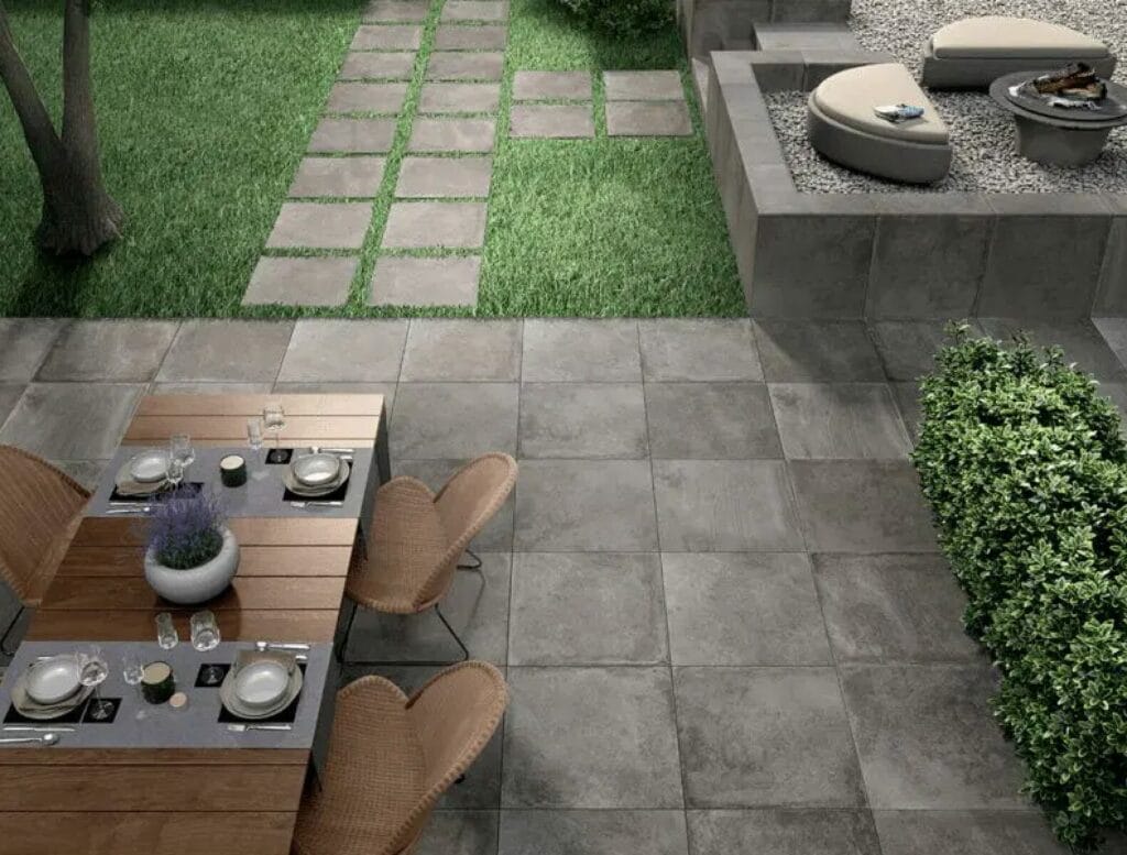 Our popular Gardenia Amboise Outdoor 20mm tiles are perfect for incorporating into a country garden design.